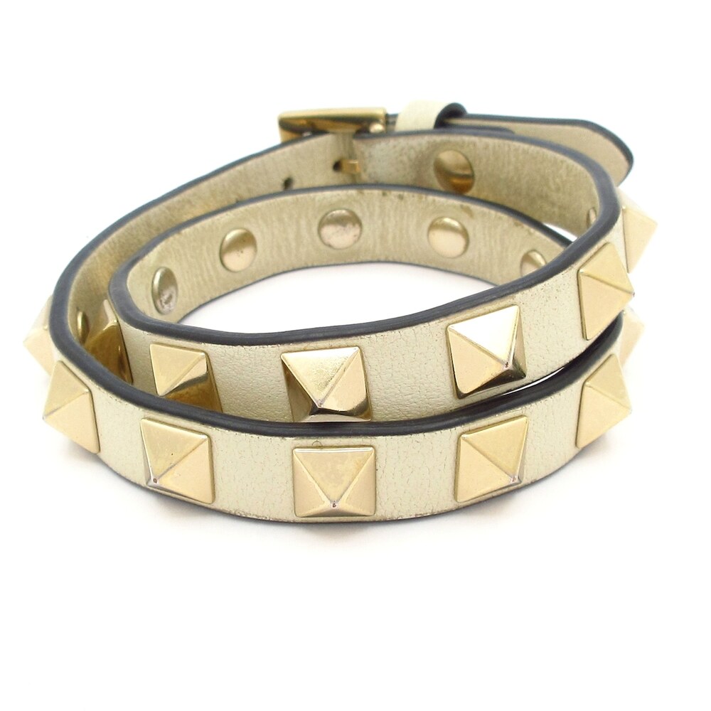 Valentino Garavani Bracelet Cream Gold Leather Hardware